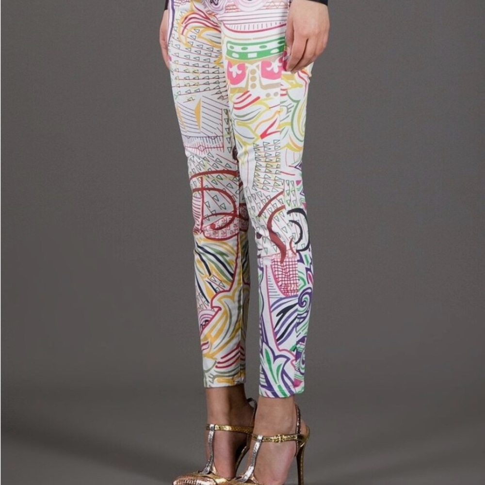 Mary Katrantzou Women's Multicolor
'Pound' Print Low Rise Skinny Jeans